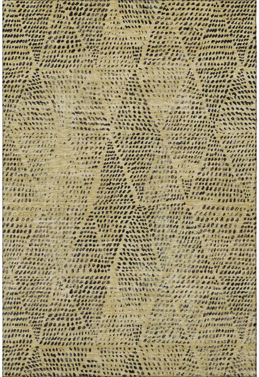 Gold And Charcoal Diamond Washable Area Rug With UV Protection Photo 4