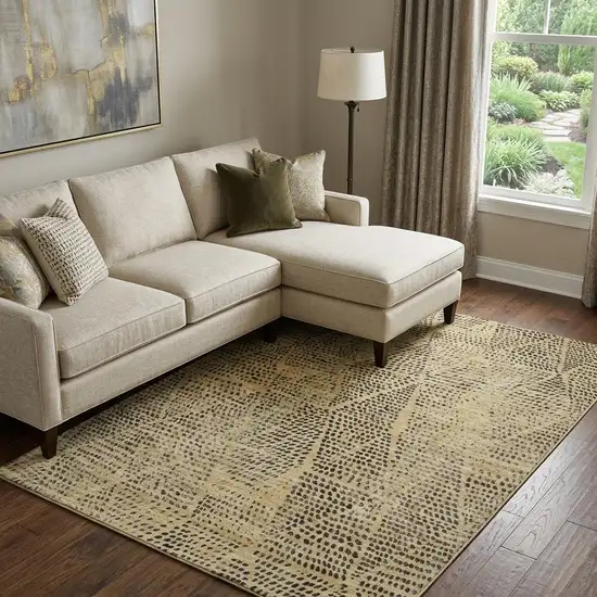 Gold And Charcoal Diamond Washable Area Rug With UV Protection Photo 1