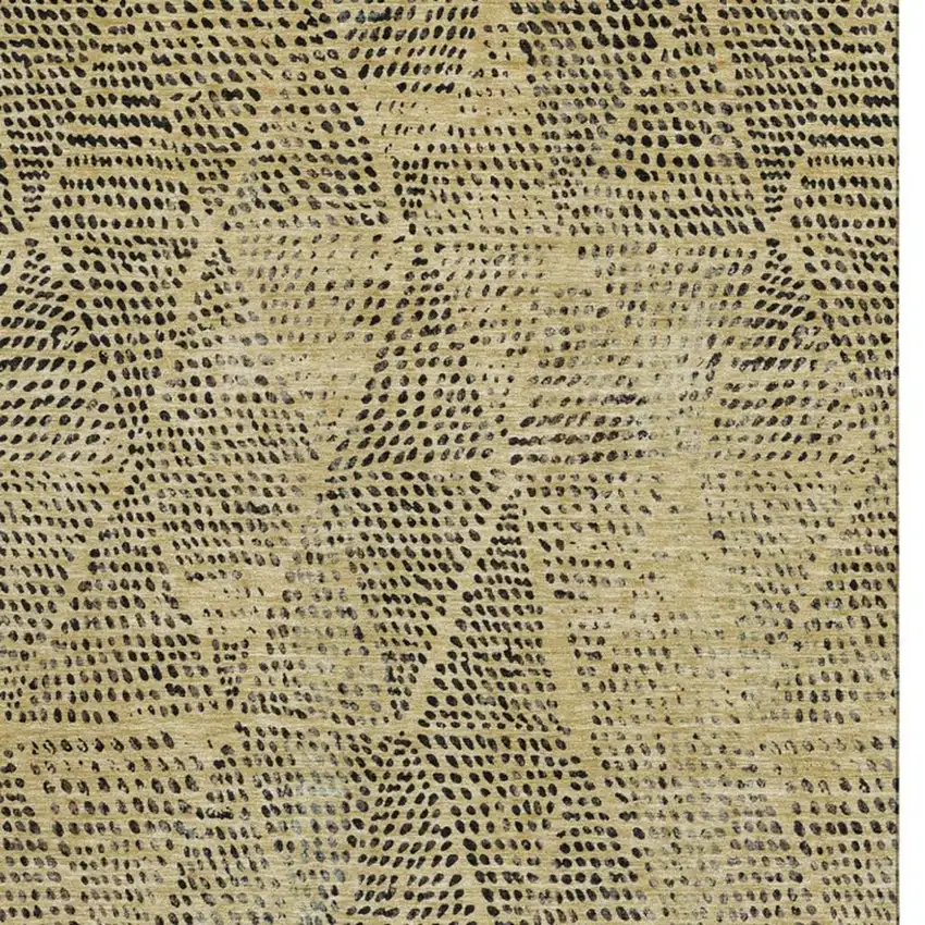 Gold And Charcoal Diamond Washable Area Rug With UV Protection Photo 3