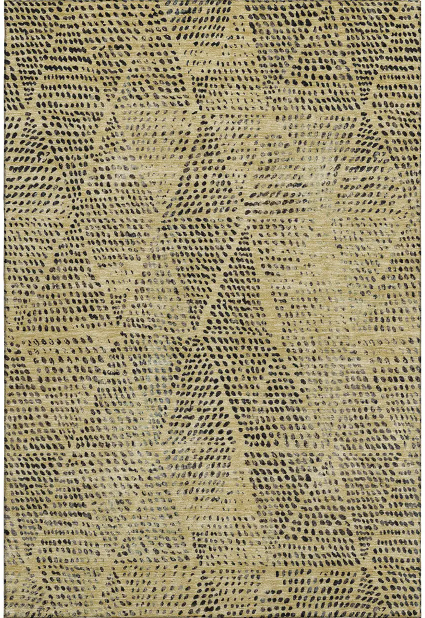 Gold And Charcoal Diamond Washable Area Rug With UV Protection Photo 1