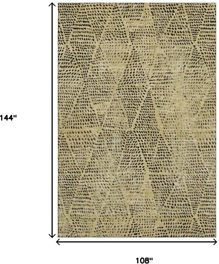 Gold And Charcoal Diamond Washable Area Rug With UV Protection Photo 3
