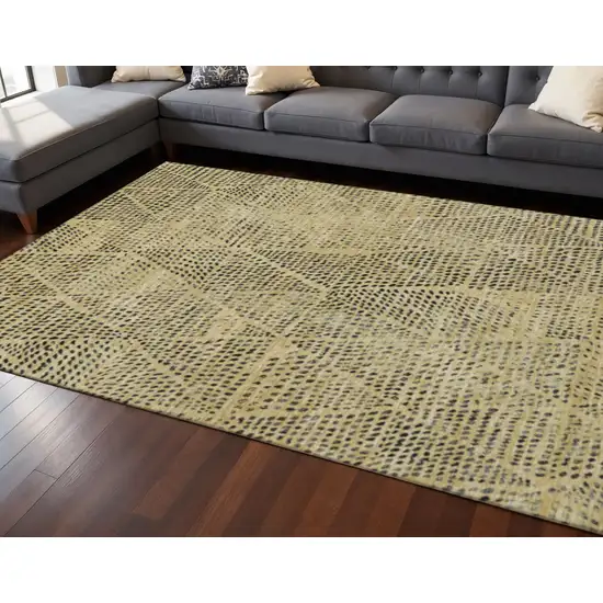 Gold And Charcoal Diamond Washable Area Rug With UV Protection Photo 2