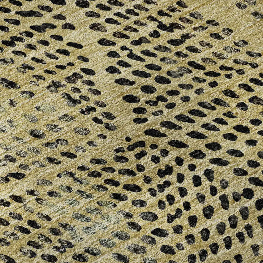 Gold And Charcoal Diamond Washable Area Rug With UV Protection Photo 8