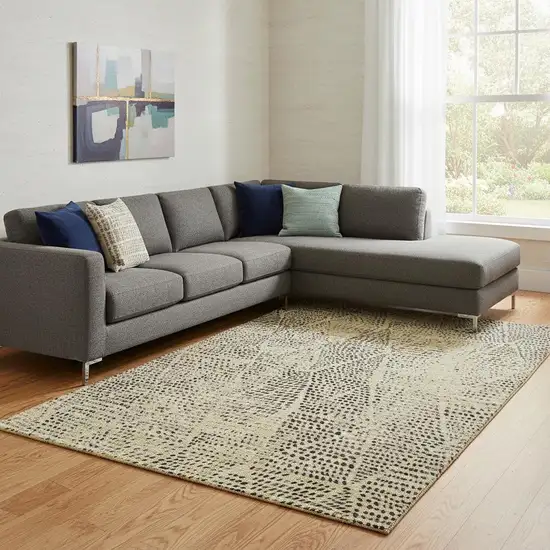 Gold And Charcoal Diamond Washable Area Rug With UV Protection Photo 1