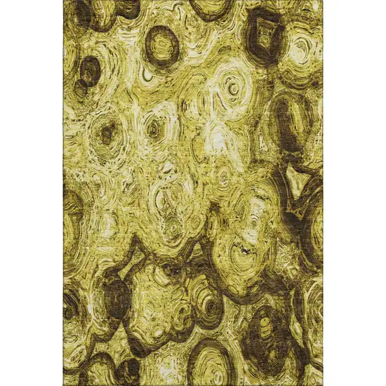 Gold And Chocolate Abstract Washable Area Rug With UV Protection Photo 6