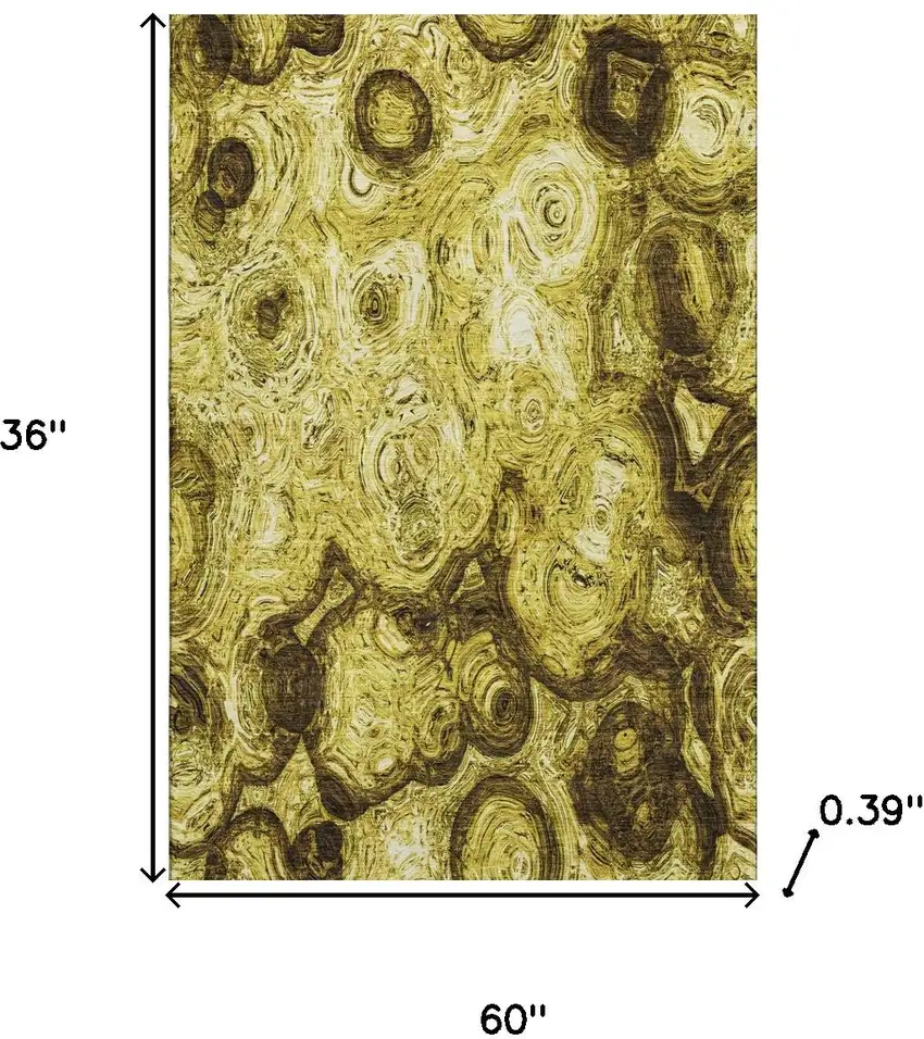 Gold And Chocolate Abstract Washable Area Rug With UV Protection Photo 3