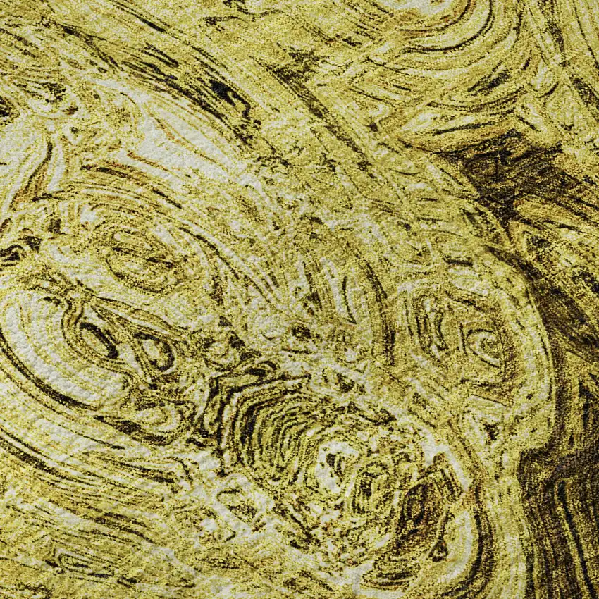 Gold And Chocolate Abstract Washable Area Rug With UV Protection Photo 1