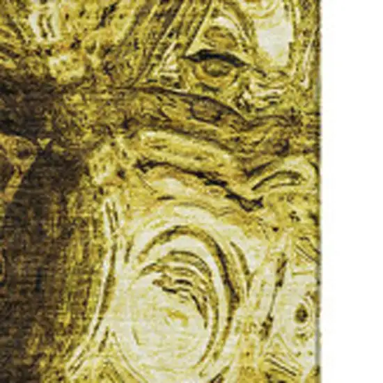 Gold And Chocolate Abstract Washable Area Rug With UV Protection Photo 5