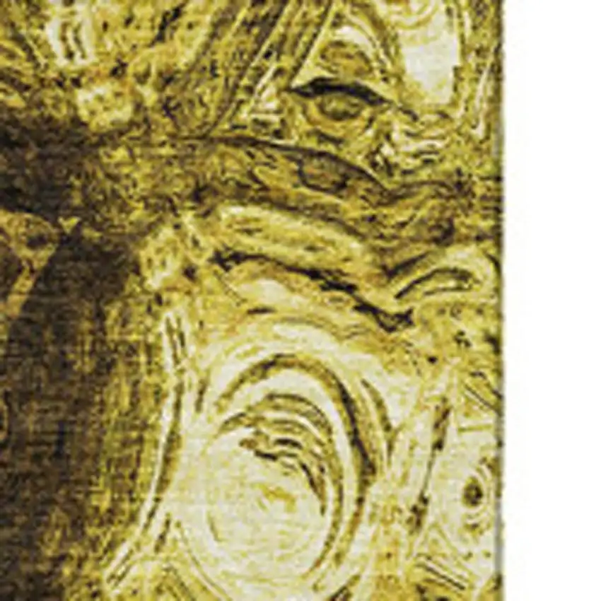 Gold And Chocolate Abstract Washable Area Rug With UV Protection Photo 5