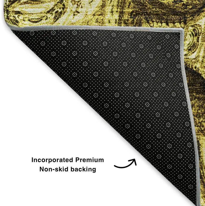 Gold And Chocolate Abstract Washable Area Rug With UV Protection Photo 6