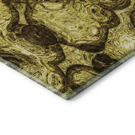 Gold And Chocolate Abstract Washable Area Rug With UV Protection Photo 7