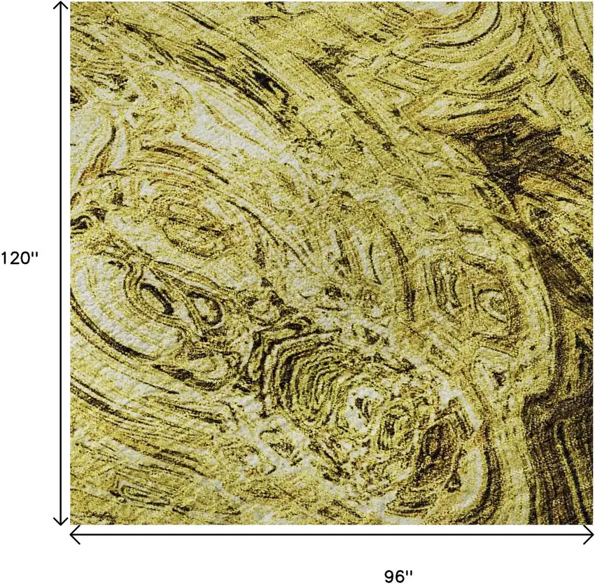 Gold And Chocolate Abstract Washable Area Rug With UV Protection Photo 9