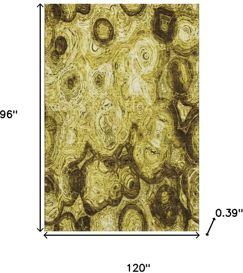 Gold And Chocolate Abstract Washable Area Rug With UV Protection Photo 3