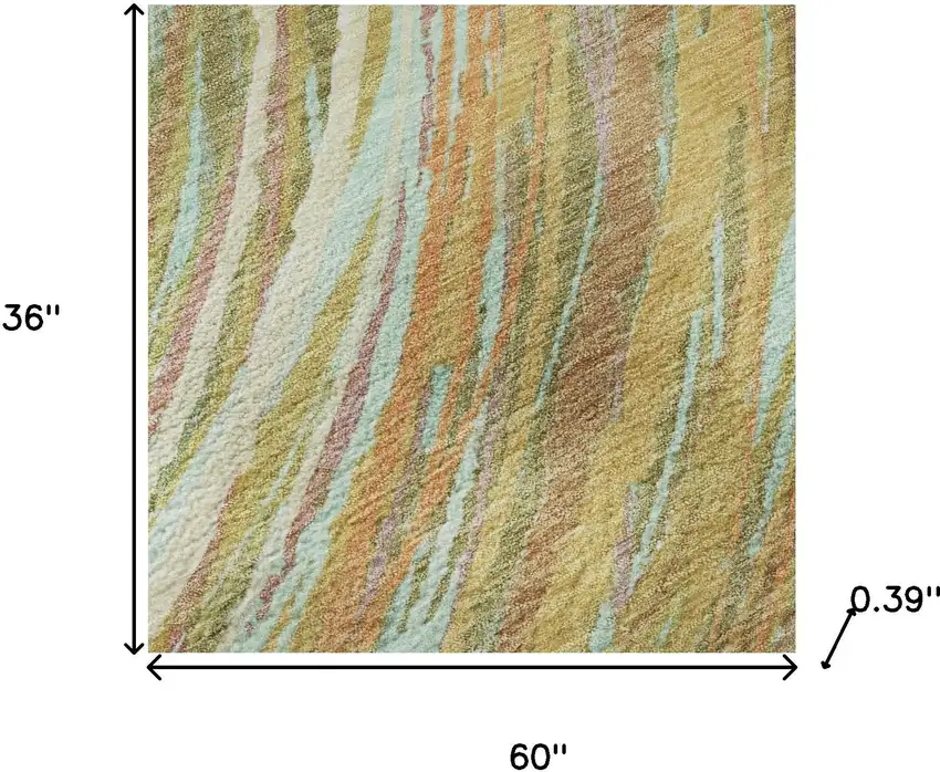 Gold And Copper Abstract Washable Area Rug With UV Protection Photo 8