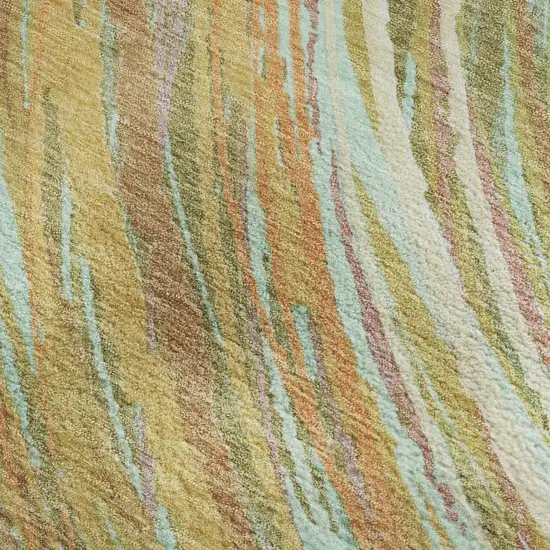 Gold And Copper Abstract Washable Area Rug With UV Protection Photo 3