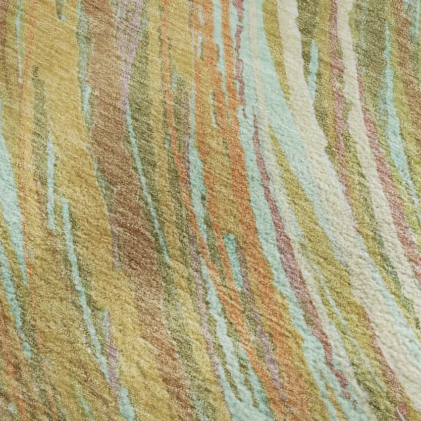 Gold And Copper Abstract Washable Area Rug With UV Protection Photo 3