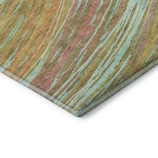 Gold And Copper Abstract Washable Area Rug With UV Protection Photo 6