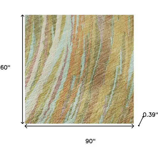 Gold And Copper Abstract Washable Area Rug With UV Protection Photo 7