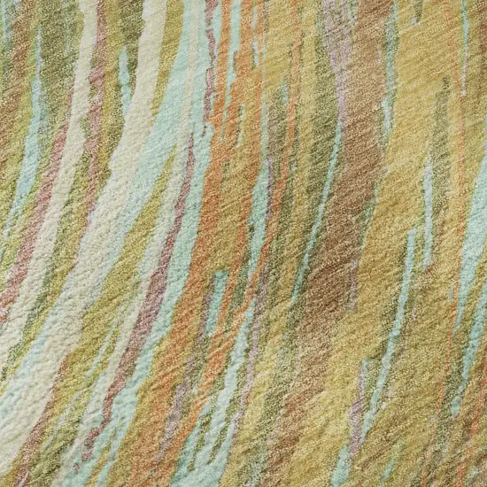 Gold And Copper Abstract Washable Area Rug With UV Protection Photo 1