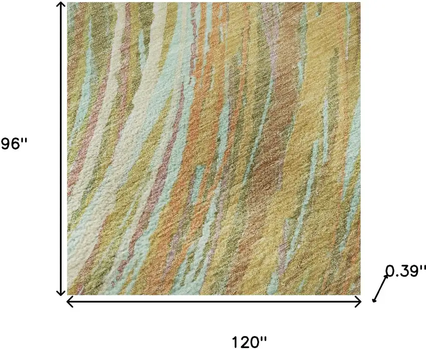 Gold And Copper Abstract Washable Area Rug With UV Protection Photo 8