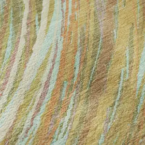 Photo of Gold And Copper Abstract Washable Area Rug With UV Protection