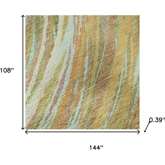 Gold And Copper Abstract Washable Area Rug With UV Protection Photo 7