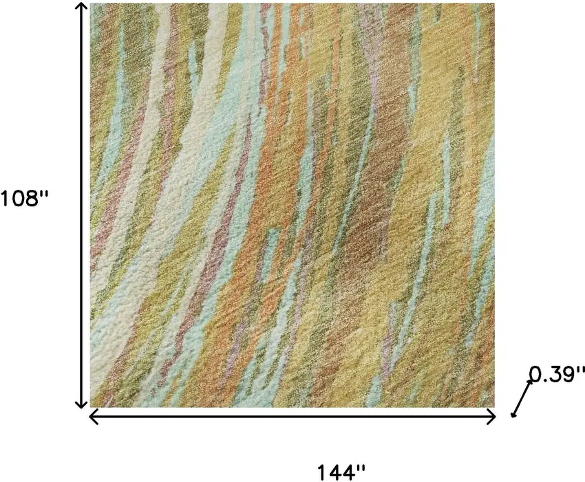 Gold And Copper Abstract Washable Area Rug With UV Protection Photo 7