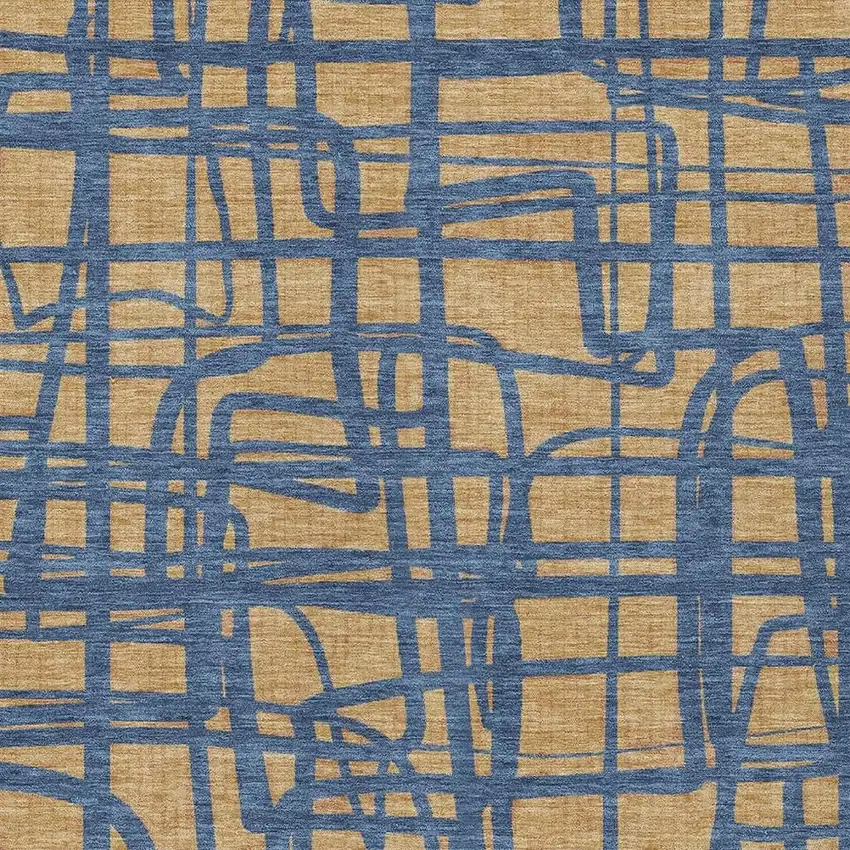 Gold And Copper Abstract Washable Indoor Outdoor Area Rug Photo 3