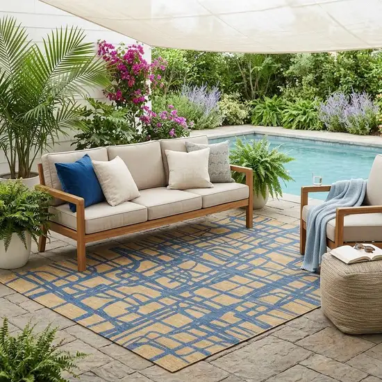 Gold And Copper Abstract Washable Indoor Outdoor Area Rug Photo 1