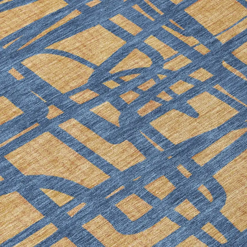 Gold And Copper Abstract Washable Indoor Outdoor Area Rug Photo 6