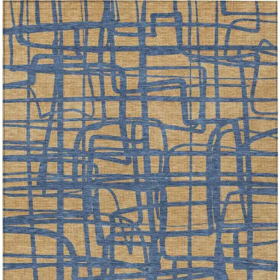 Gold And Copper Abstract Washable Indoor Outdoor Area Rug Photo 4
