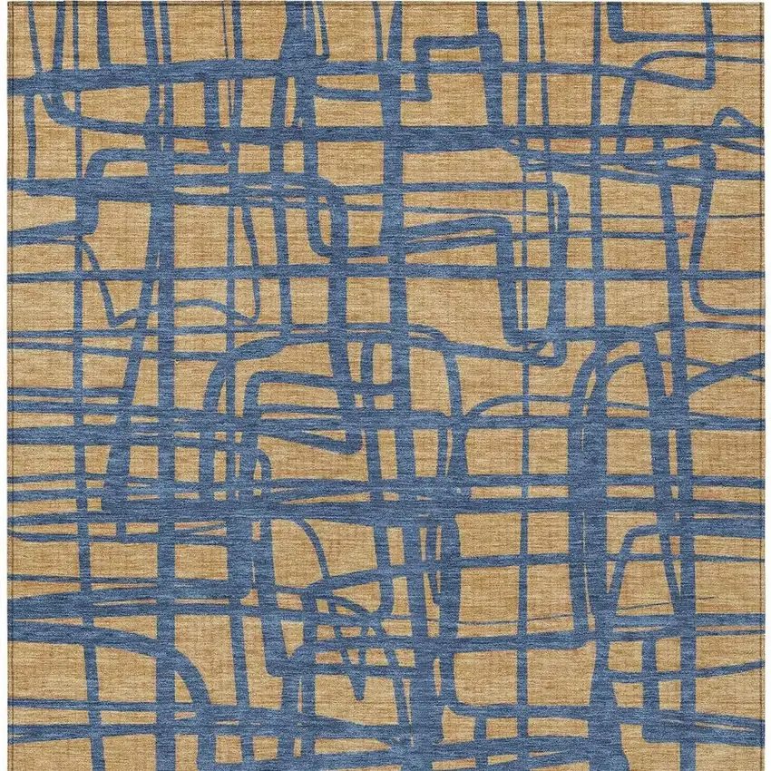Gold And Copper Abstract Washable Indoor Outdoor Area Rug Photo 4