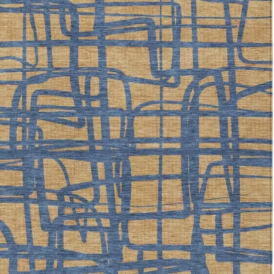 Gold And Copper Abstract Washable Indoor Outdoor Area Rug Photo 3