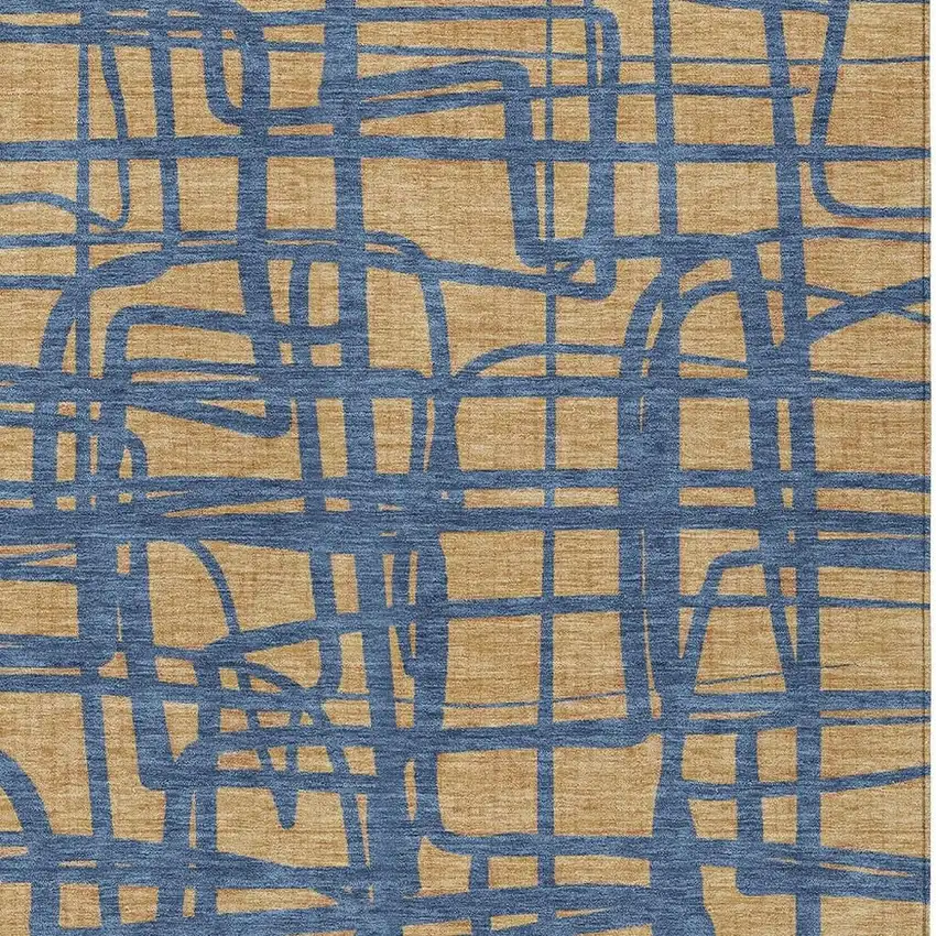 Gold And Copper Abstract Washable Indoor Outdoor Area Rug Photo 3
