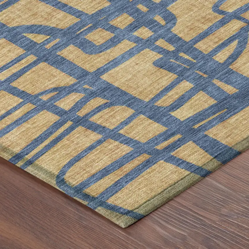 Gold And Copper Abstract Washable Indoor Outdoor Area Rug Photo 5