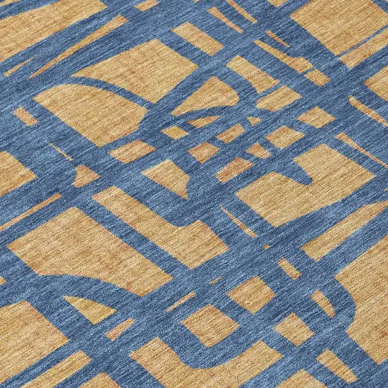Gold And Copper Abstract Washable Indoor Outdoor Area Rug Photo 6