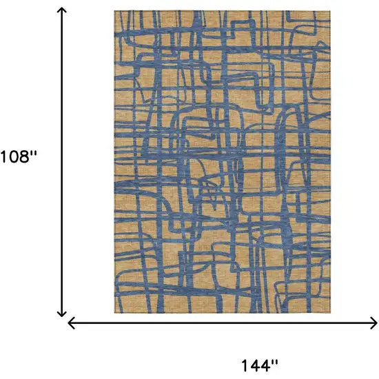 Gold And Copper Abstract Washable Indoor Outdoor Area Rug Photo 7