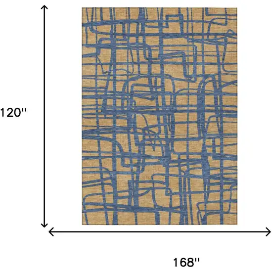 Gold And Copper Abstract Washable Indoor Outdoor Area Rug Photo 7