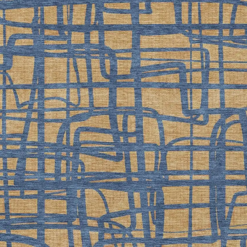 Gold And Copper Abstract Washable Indoor Outdoor Area Rug Photo 3