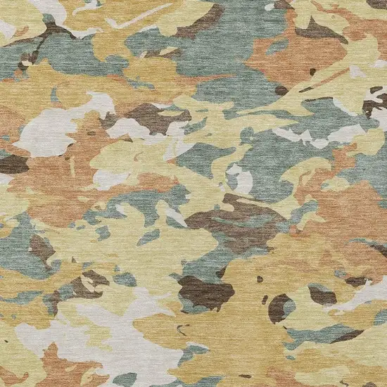Gold And Copper Abstract Washable Indoor Outdoor Area Rug Photo 3