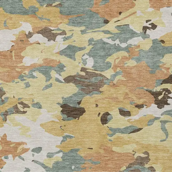 Gold And Copper Abstract Washable Indoor Outdoor Area Rug Photo 4