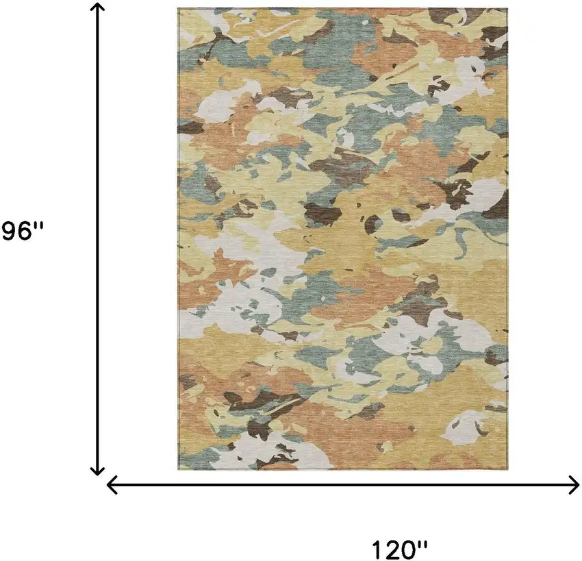Gold And Copper Abstract Washable Indoor Outdoor Area Rug Photo 7