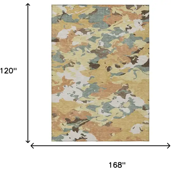 Gold And Copper Abstract Washable Indoor Outdoor Area Rug Photo 7