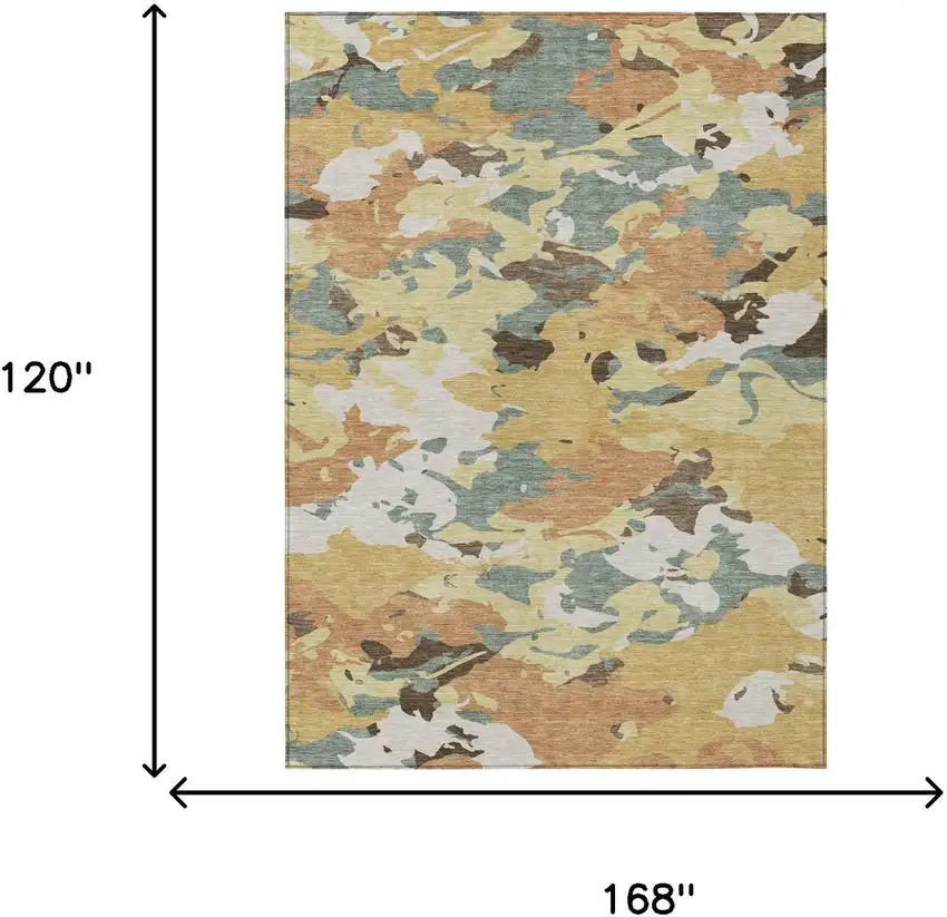 Gold And Copper Abstract Washable Indoor Outdoor Area Rug Photo 7