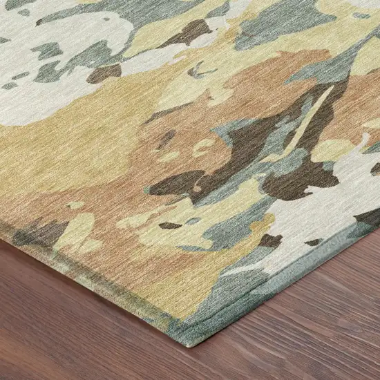 Gold And Copper Abstract Washable Indoor Outdoor Area Rug Photo 5