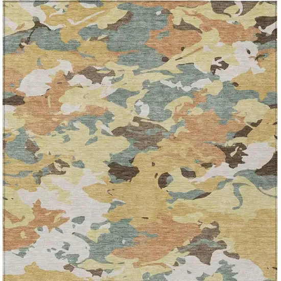 Gold And Copper Abstract Washable Indoor Outdoor Area Rug Photo 4