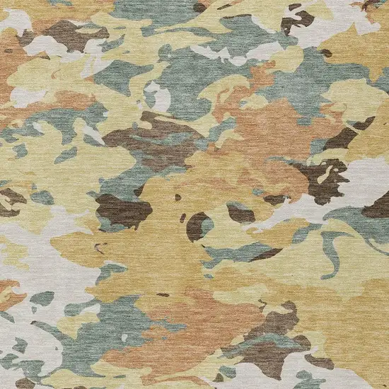 Gold And Copper Abstract Washable Indoor Outdoor Area Rug Photo 3