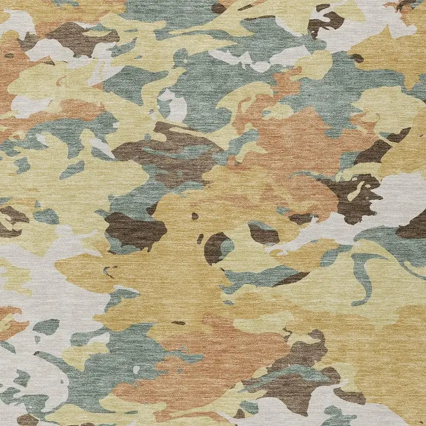 Gold And Copper Abstract Washable Indoor Outdoor Area Rug Photo 3
