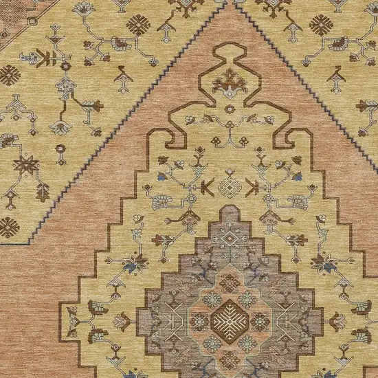 Gold And Copper Geometric Washable Indoor Outdoor Area Rug Photo 2