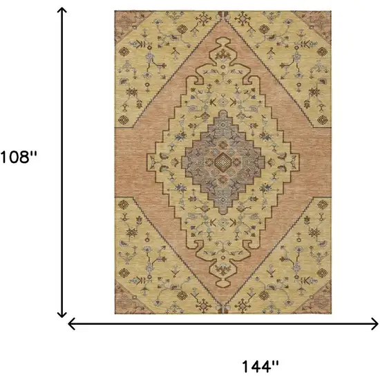 Gold And Copper Geometric Washable Indoor Outdoor Area Rug Photo 6